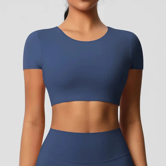 Apex Sculpt cropped gym/yoga top navy front