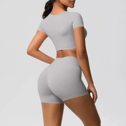 Apex Sculpt Cropped 2-Piece Yoga & Training Set light grey
