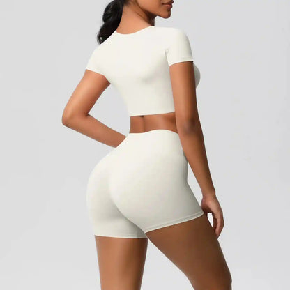 Apex Sculpt Cropped 2-Piece Yoga & Training Set light ivory
