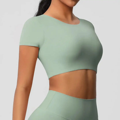 Apex Sculpt cropped gym/yoga top light green side
