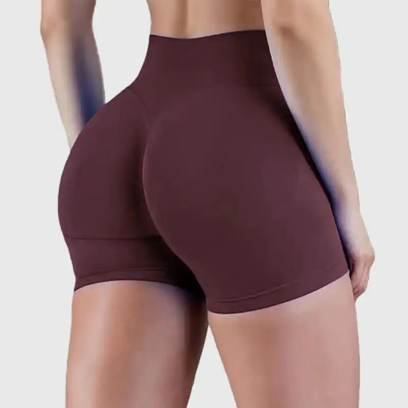 Apex Sculpt gym and yoga shorts for women in brown back view